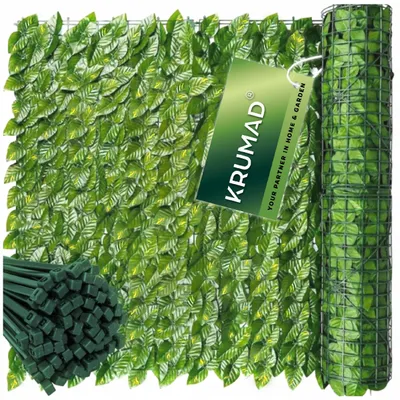 Immagine prodotto di KRUMAD Siepe di edera artificiale Schermo per la privacy 300 x 50 cm Schermo per la privacy per balconi e giardini Edera artificiale resistente ai raggi UV e agli agenti atmosferici, incluse 100 fascette per cavi