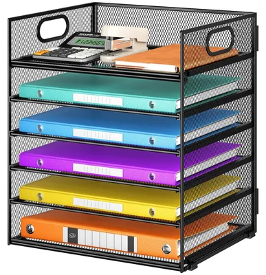 Image de Omgoods - Organisateur de bureau avec 6 niveaux - Classeurs empilables - Noir