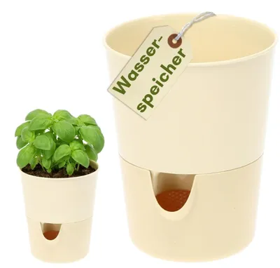 Produktbild von Kräutertopf mit Bewässerungssystem Kräutertopf Küche Selbstbewässerungstopf Indoor Kräutergarten Küche Fensterbank Blumentopf Selbstbewässernd Elfenbein