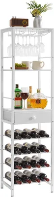 Imagen del producto de Estantería independiente para vinos con soporte para copas, 4 niveles, capacidad para 16 botellas y de 6 a 9 copas, ideal para la cocina y el salón