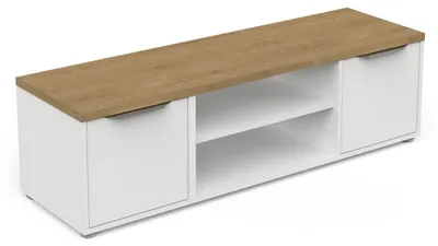 Produktbild von Demeyere TV-Bank, Weiß und Eiche, 135 x 39 x 40 cm