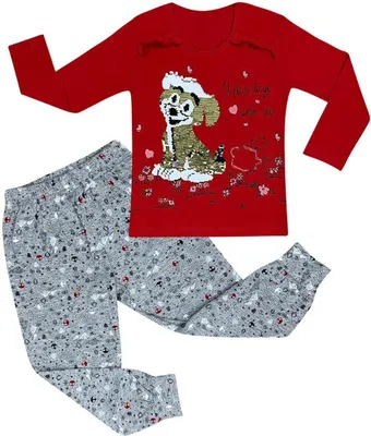 Produktbild von Mädchen Pyjama Set Pailletten Schlafanzug 92-98 (3-4 Jahre) Rot