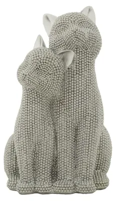Image de Couple de chats Sparky en résine argent effet cristaux