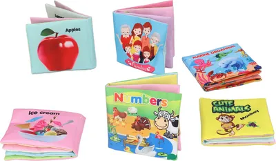Produktbild von 6 Stück Baby-Badebücher, ungiftig, weiches Tuch, wasserdicht, englisches Früherziehungsspielzeug für Kleinkinder