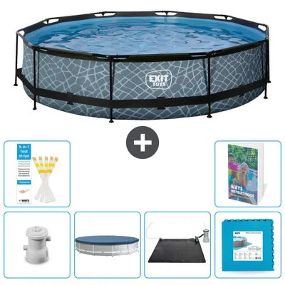 Zdjęcie produktu dla Basen ogrodowy "Exit Pool Rund" - imitacja kamienia - 360x76 cm - 5-elementowy - model S273