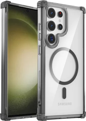 Immagine prodotto di Custodia magnetica per Samsung Galaxy S23 Ultra compatibile con MagSafe, antiurto, protezione militare custodia trasparente nera