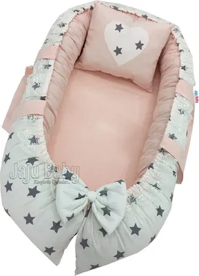 Produktbild von Jaju Baby Babynestchen mit Kopfkissen Baumwolle 100 x 60 cm weiß/grau