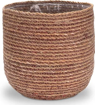 Productafbeelding van Decoratieve bloempot voor zeegrasplanten - Natuurlijk/Rood, 27 cm