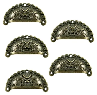 Produktbild von 5 Muschelgriffe für Schubladen Möbelgriffe in Bronze, Größe M = 68 x 36 x 12 mm