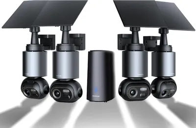 Obrázek produktu pro Venkovní bezpečnostní kamera 4K - Bezdrátová - Napájení ze solární energie - Úhel pohledu 360° - Barevné noční vidění