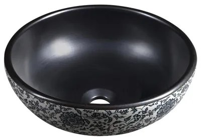Zdjęcie produktu dla Umywalka ceramiczna PRIORI Ø 41 cm, czarna/niebieska