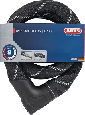 Produktbild von ABUS Panzerkabelschloss Iven Steel-O-Flex 8200 - Motorradschloss aus Stahlkabel mit Panzer aus Stahlhülsen - ABUS-Sicherheitslevel 8 - 85 cm