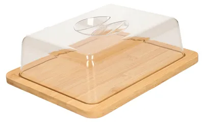 Produktbild von Quesera Servierbrett mit Glasglocke - Holz - mit Deckel