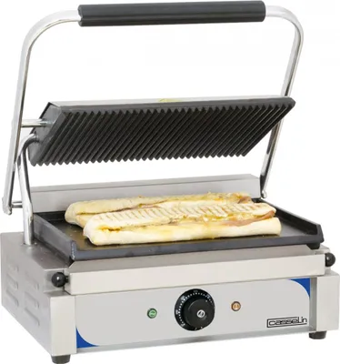 Productafbeelding van CASSELIN Contactgrill, roestvrijstalen behuizing, 2200 watt, thermostaat, schuine vetopvang