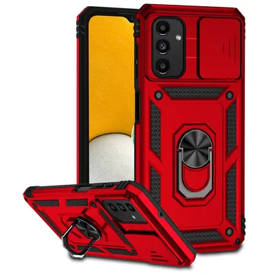 Obrázek produktu pro Pouzdro pro Samsung Galaxy A13 5G dvouvrstvé pouzdro s posuvným krytem kamery a prstencovým stojánkem červené