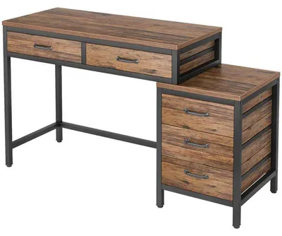 Obrázok produktu pre Počítačový stôl s 5 zásuvkami HOGA-JW0390X, 43,3 x 136,4 x 81,9 cm, čierno-hnedý