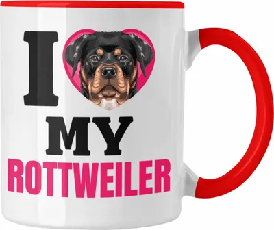 Produktbild von Trendation - Rottweiler Besitzerin Tasse Geschenk Lustiger Spruch Geschenkidee I Love My Rottweiler (Rot)