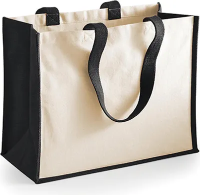 Image de Westford Mill W422 | Printers' Jute Classic Shopper - 42 x 33 x 19 cm - Couleur : Black - Taille : One Size
