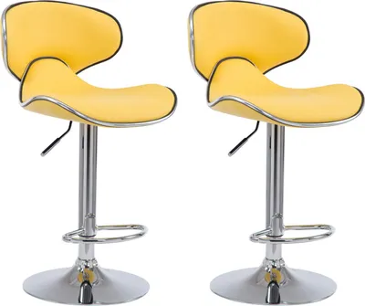 Produktbild von CLP 2er Set Barhocker Las Vegas V2 Kunstleder mit Fußstütze gelb Gestell Farbe chrom