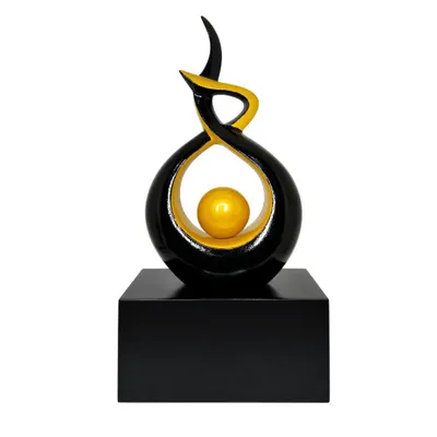 Produktbild von Urnenhimmel Designurne Abstraktes Schwarz 3,5 l für Mensch & Haustier – Moderne Erinnerungsurne Schwarz-Gold, große Ascheurne 43 cm, Gedenkurne