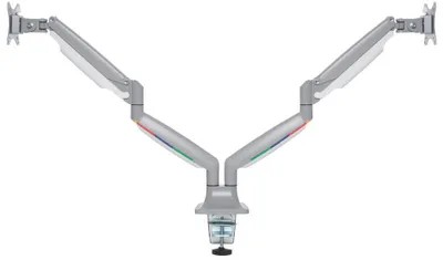 Produktbild von Kensington SmartFit One-Touch Dual Monitor Arm - Befestigungskit - einstellbarer Arm - für 2 Monitore - Metall - silbergrau - Bildschirmgröße: 33-81.3 cm (13"-32") - C-Zwinge, Tülle, Tischmontage