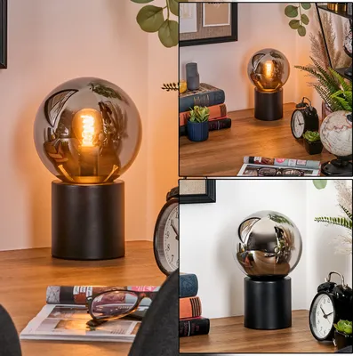 Produktbild von Fossobiubo Tischlampe aus Metall/Glas in Schwarz/Chrom-/Rauchfarben