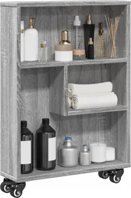 Produktbild von "im Angebot" Büroregal modern - Aufbewahrungswagen stilvolle - Schmal Grau Sonoma 48x13x68 cm Holzwerkstoff - Aktenregal CC24084