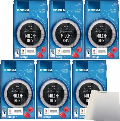 Produktbild von Edeka Rundkorn Milchreis Spitzenreis 6er Pack (6x500g Packung) + usy Block