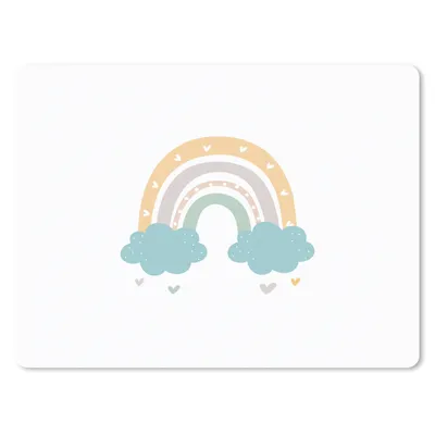 Produktbild von MuchoWow® Mauspad Mousepad Regenbogen - Herzen - Wolken - Punkte - Pastell - Kinder 23x19 cm - Mousepads - Maus Mat - Pad - Mausunterlage - Schreibtischunterlage - Mauspad