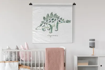 Produktbild von MuchoWow® Wandteppich Wandbehang Kinderzimmer - Stegosaurus - Dinosaurier - Junge - Mädchen - Kinder 90x90 cm Tapisserie Dekoration Wandtuch - Wandaufhänger