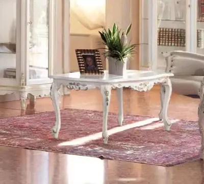 Produktbild von Weißes Wohnzimmer Set TV-Ständer Couchtisch 2x Vitrine Luxus Holzmöbel