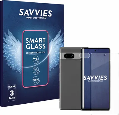Produktbild von 3x Savvies Schutzglas Folie für Google Pixel 7a (Display+Kamera) 9H Panzer Schutzfolie Glas Displayschutz klar transparent
