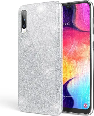 Produktbild von NALIA Glitzer Handyhülle für Samsung Galaxy A50, Diamant Schutzhülle Glitzer Handyhülle Silber