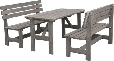 Produktbild von Holz-Garnitur Summer grau 2 Bänke + 1 Tisch Promadino Holzgarnitur Gartenmöbel