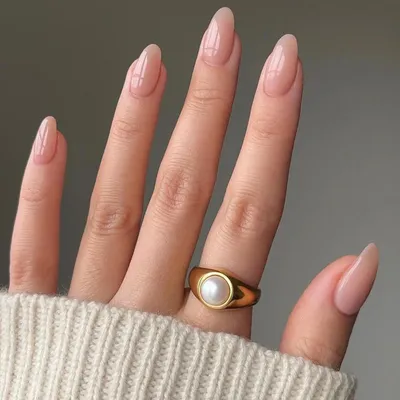 Produktbild von Künstliche Nägel zum Aufkleben, Kurz Mandel French Tip, Nude Rosa, 24 Stück