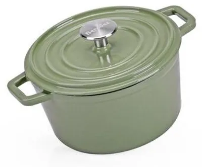 Produktbild von Bräter/Kochtopf 20 cm, rund, Gusseisen, grün - b.iron