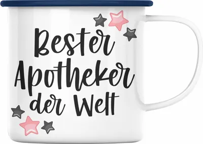 Produktbild von Trendation - Apotheker Geschenk Emaille Tasse Emaille Emaille Tasse Emaille Emaille Tasse Bester Apotheker Pharmazeut Arzneikundiger (Blau)