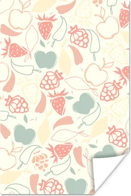 Produktbild von MuchoWow® Poster Obst - Pastell - Muster 80x120 cm - Papierdruck