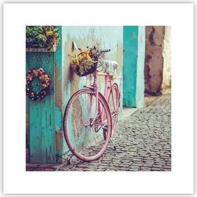 Produktbild von Poster - Poster ohne Rahmen - Rosa Fahrrad Vintage - 30x30 cm - Wand Bild - Wanddeko - Wandbilder - Kunstposter - Wandposter - Bilder - Kunstdruck - Wanddekoration - Wandbild - P2XAC30x30-4471