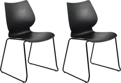 Produktbild von 2er-Set Esszimmerstühle – Konferenzstühle – stapelbar und pflegeleicht – Schwarz