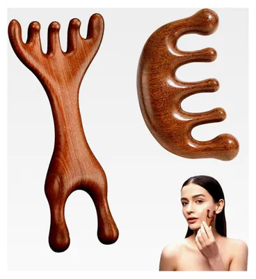 Produktbild von Holz Kopfhautmassagebürste 2 Stück Kopfmassagekamm Sauerstoffmassage Massagewerkzeug für entspannende Kopfhautpflege und Durchblutungsförderung