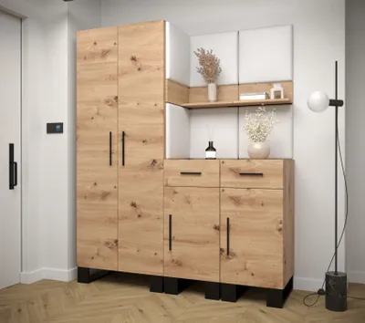 Obrázek produktu pro Předsíňová sestava RUMIE 7 - dub artisan, bílé panely z