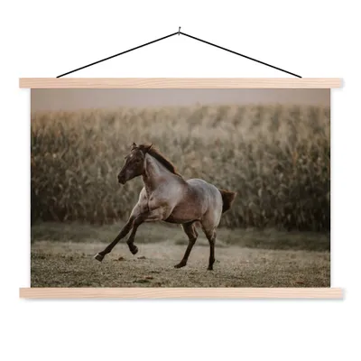 Produktbild von MuchoWow® Textilposter Pferd - Sand - Gras 60x40 cm mit holzfarbenen Rahmen - Bilder