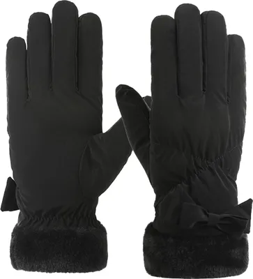 Produktbild von Wasserdichte Damen-Skihandschuhe, winddicht, fleecegefüttert, wärmend, Touchscreen-kompatibel – warme Winterhandschuhe mit flauschigen Bündchen, ideal zum Snowboarden, Wandern und Schneemobilfahren.