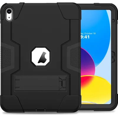 Produktbild von Mobigear ShieldStand iPad 11 (2025) Hülle, Kunststoff, Silikon, Rückseite mit Ständer - Schwarz