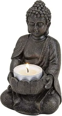 Produktbild von Buddha Teelichthalter 14 cm Polyresin Feng Shui Kerze