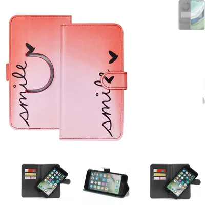 Produktbild von K-S-Trade Schutzhülle Handyhülle kompatibel mit Huawei Mate 60  Hülle cover bookstyle Etui ''smile'' rot Standfunktion Kameraschutz (1Stk)