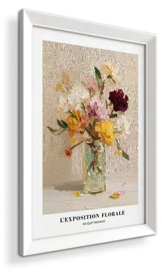 Image de STYLER, tableau mural, 49x68 cm, "Bouquet ensoleillé", image de fleurs, bouquet de fleurs, Paris, illustration botanique, décoration murale, salon, chambre, avec cadre