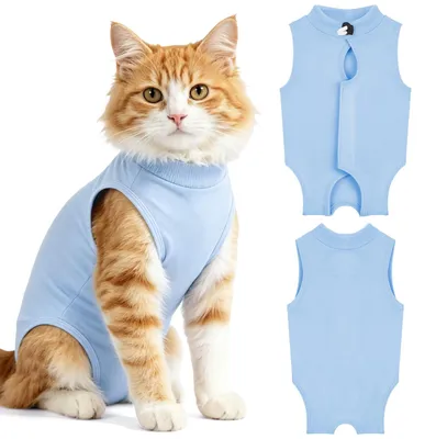 Imagen del producto de Traje de recuperación para gatos, transpirable, suave, talla S, para protección postoperatoria