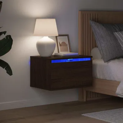 Obrázek produktu pro vidaXL Nástěnná noční skříňka s LED světly hnědý dubový vzhled